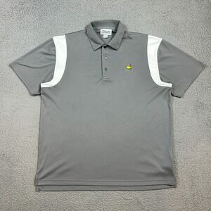 Masters Tech Polo Shirt Mens L Gray Performance Stretch Embroidered Logo Augusta